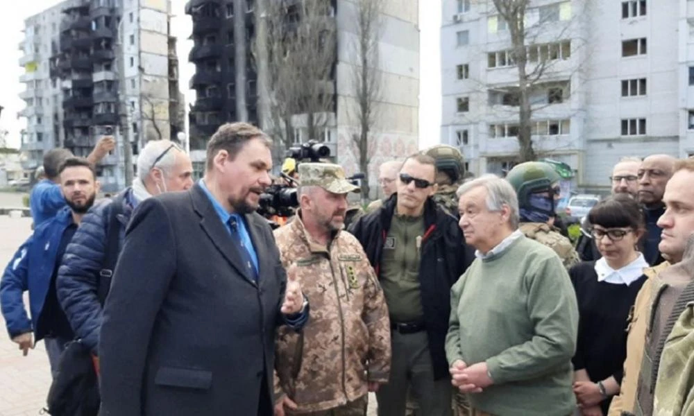 Ουκρανία: "Ένας πόλεμος είναι κάτι παράλογο τον 21ο αιώνα" κατήγγειλε ο Γκουτέρες από τη Μποροντιάνκα